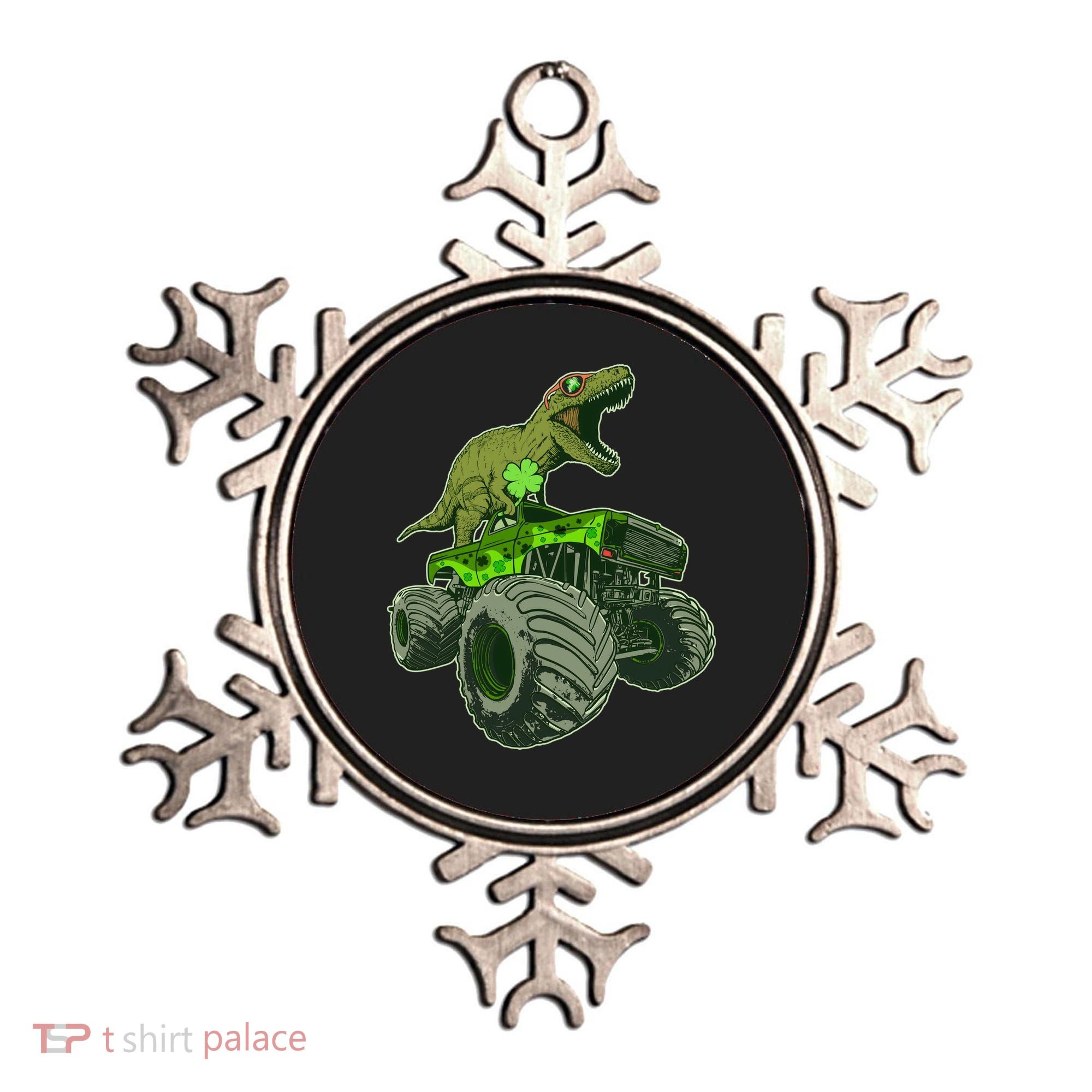 Funny St Patrick's Day Lucky Trex Dinosaur Riding Monster Truck Ornament