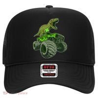 Funny St Patrick's Day Lucky Trex Dinosaur Riding Monster Truck Hat thumb 0