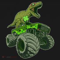 Funny St Patrick's Day Lucky Trex Dinosaur Riding Monster Truck Visor thumb 3