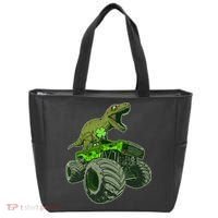Funny St Patrick's Day Lucky Trex Dinosaur Riding Monster Truck Tote Bag thumb 0