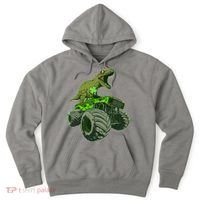 Funny St Patrick's Day Lucky Trex Dinosaur Riding Monster Truck Hoodie thumb 0