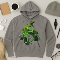 Funny St Patrick's Day Lucky Trex Dinosaur Riding Monster Truck Hoodie thumb 3