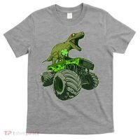 Funny St Patrick's Day Lucky Trex Dinosaur Riding Monster Truck T-Shirt thumb 0