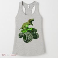 Funny St Patrick's Day Lucky Trex Dinosaur Riding Monster Truck Women's Tank Top thumb 0