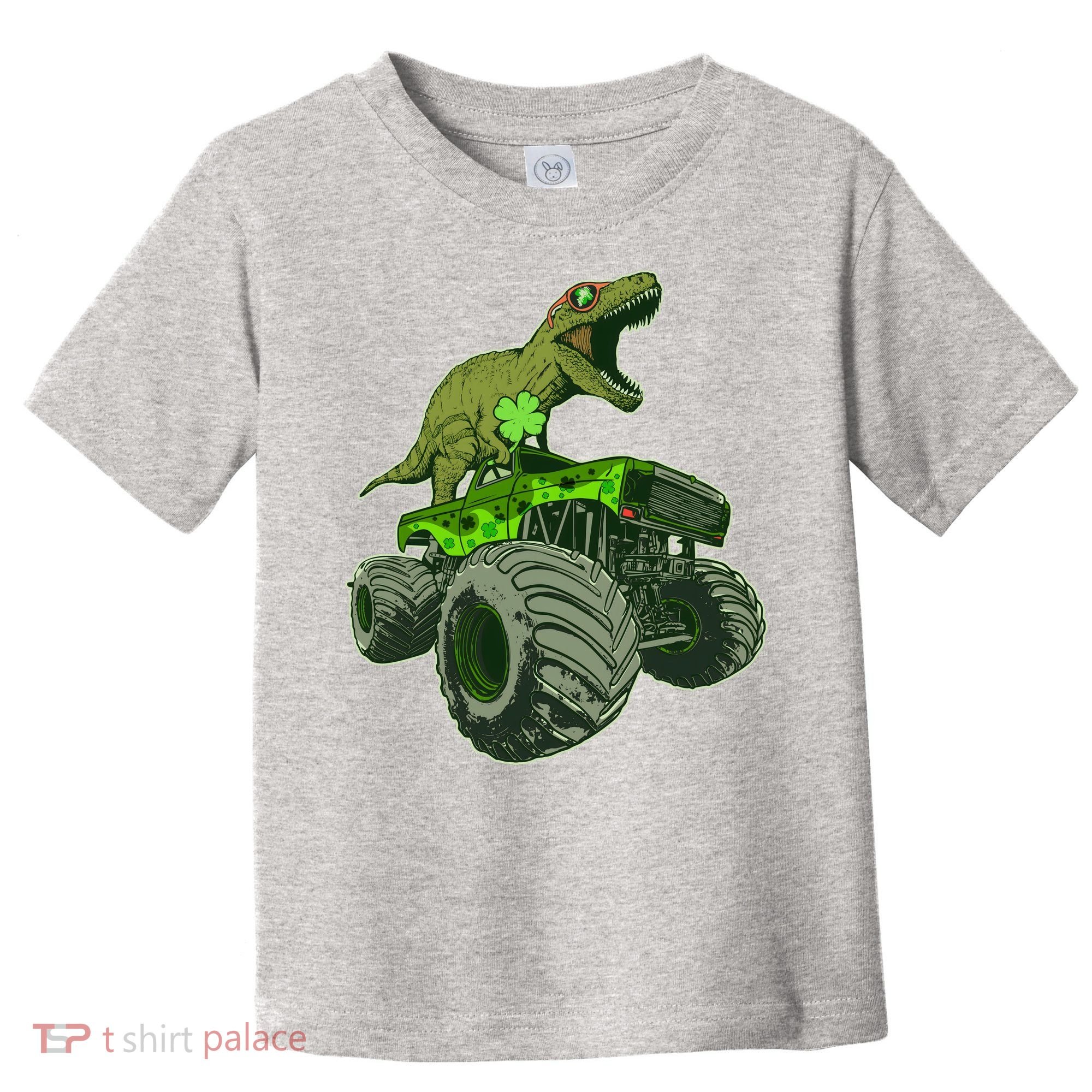 Funny St Patrick's Day Lucky Trex Dinosaur Riding Monster Truck Toddler T-Shirt