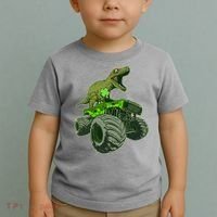 Funny St Patrick's Day Lucky Trex Dinosaur Riding Monster Truck Toddler T-Shirt thumb 2