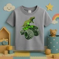 Funny St Patrick's Day Lucky Trex Dinosaur Riding Monster Truck Toddler T-Shirt thumb 3