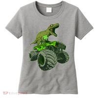 Funny St Patrick's Day Lucky Trex Dinosaur Riding Monster Truck Women's T-Shirt thumb 0