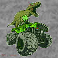 Funny St Patrick's Day Lucky Trex Dinosaur Riding Monster Truck Kids Sweatshirt thumb 2