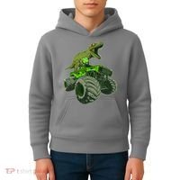 Funny St Patrick's Day Lucky Trex Dinosaur Riding Monster Truck Kids Hoodie thumb 4