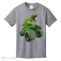 Funny St Patrick's Day Lucky Trex Dinosaur Riding Monster Truck Kids T-Shirt thumb 0