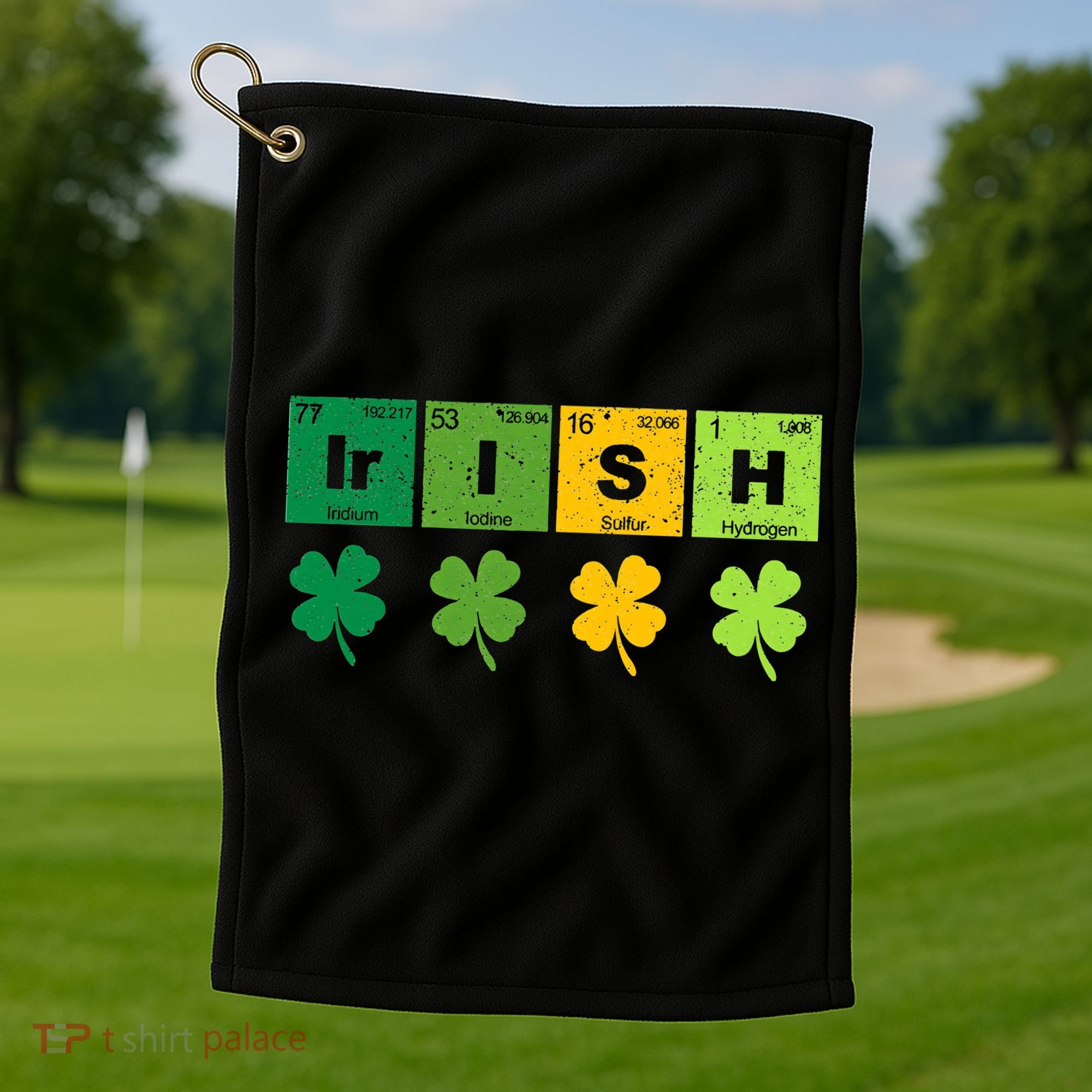 Funny St Patricks Day Science Teacher Irish Chemistry Golf Towel