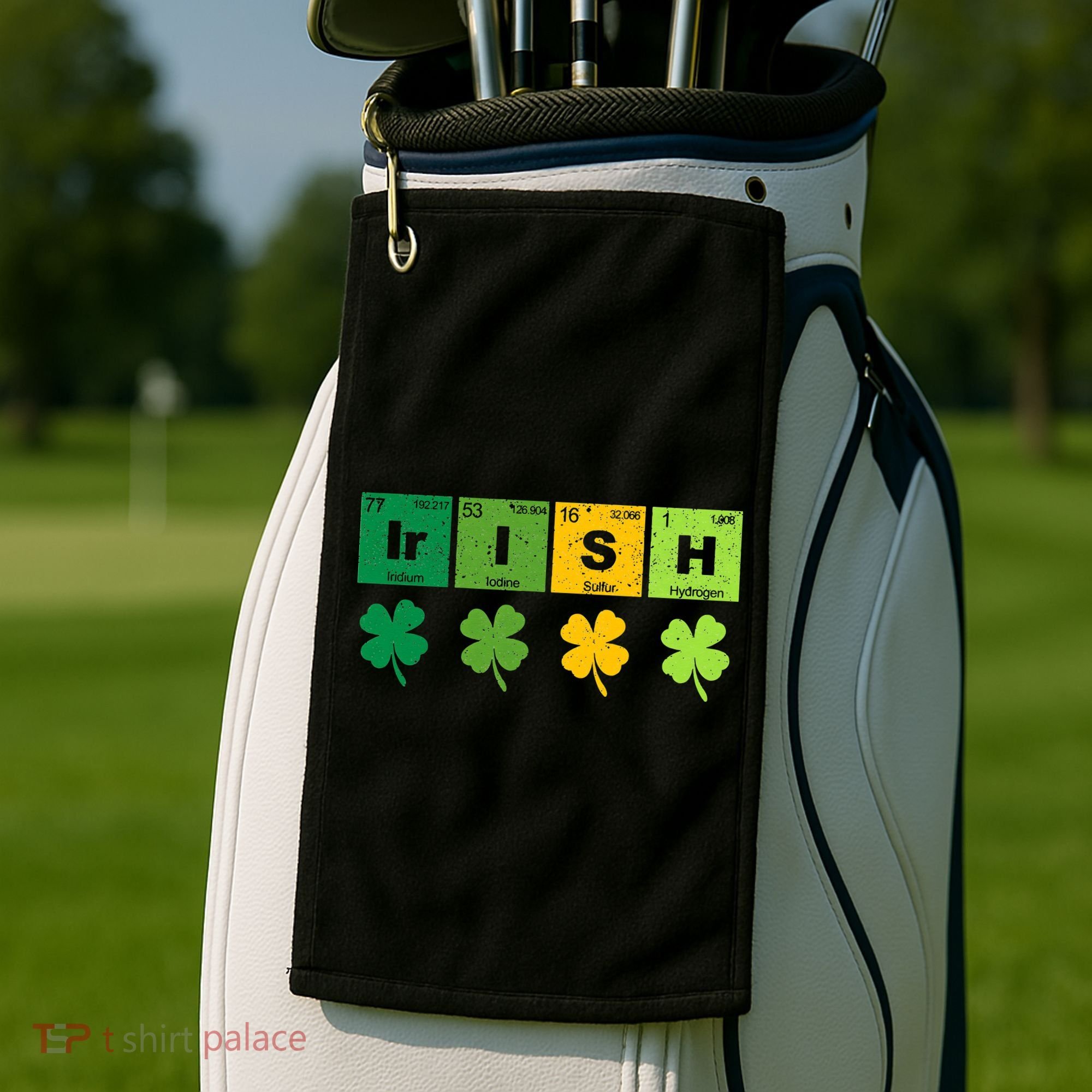 Funny St Patricks Day Science Teacher Irish Chemistry Golf Towel