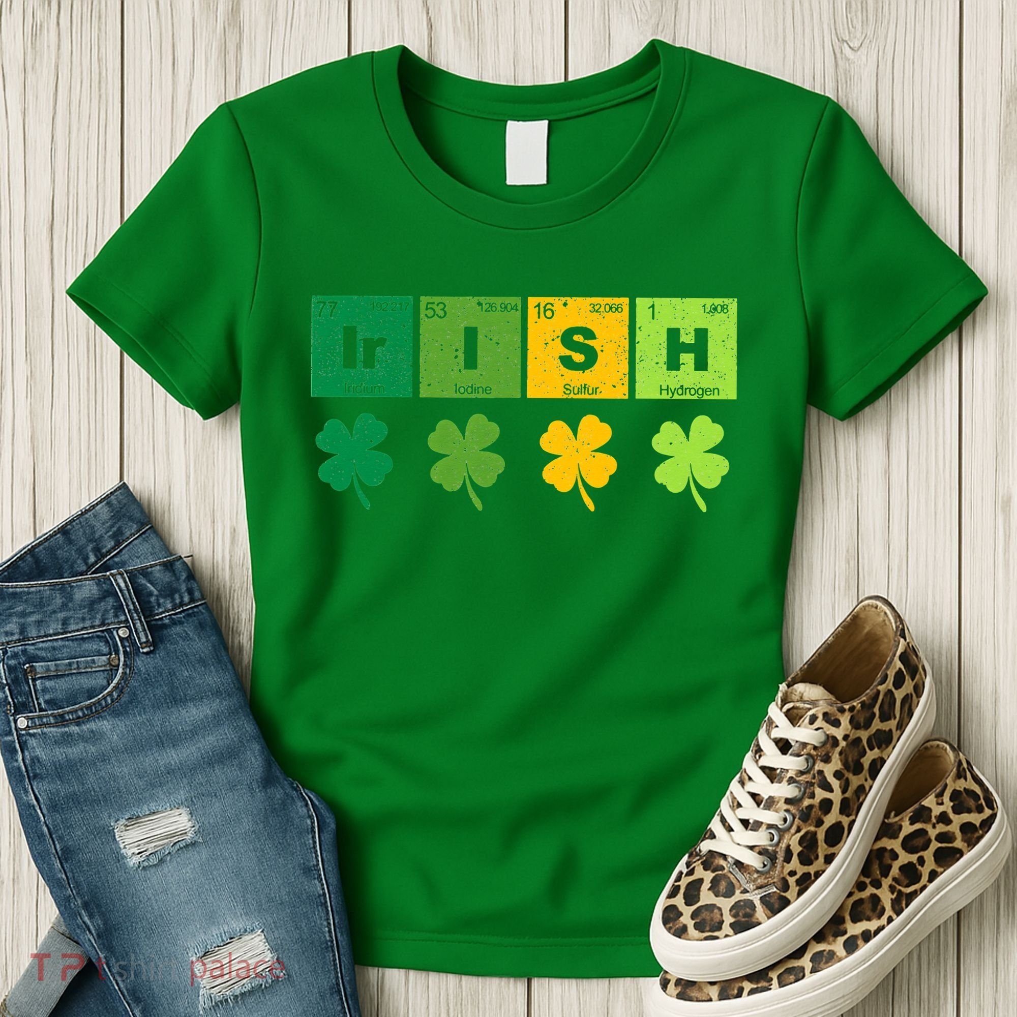 Funny St Patricks Day Science Teacher Irish Chemistry Women's T-Shirt