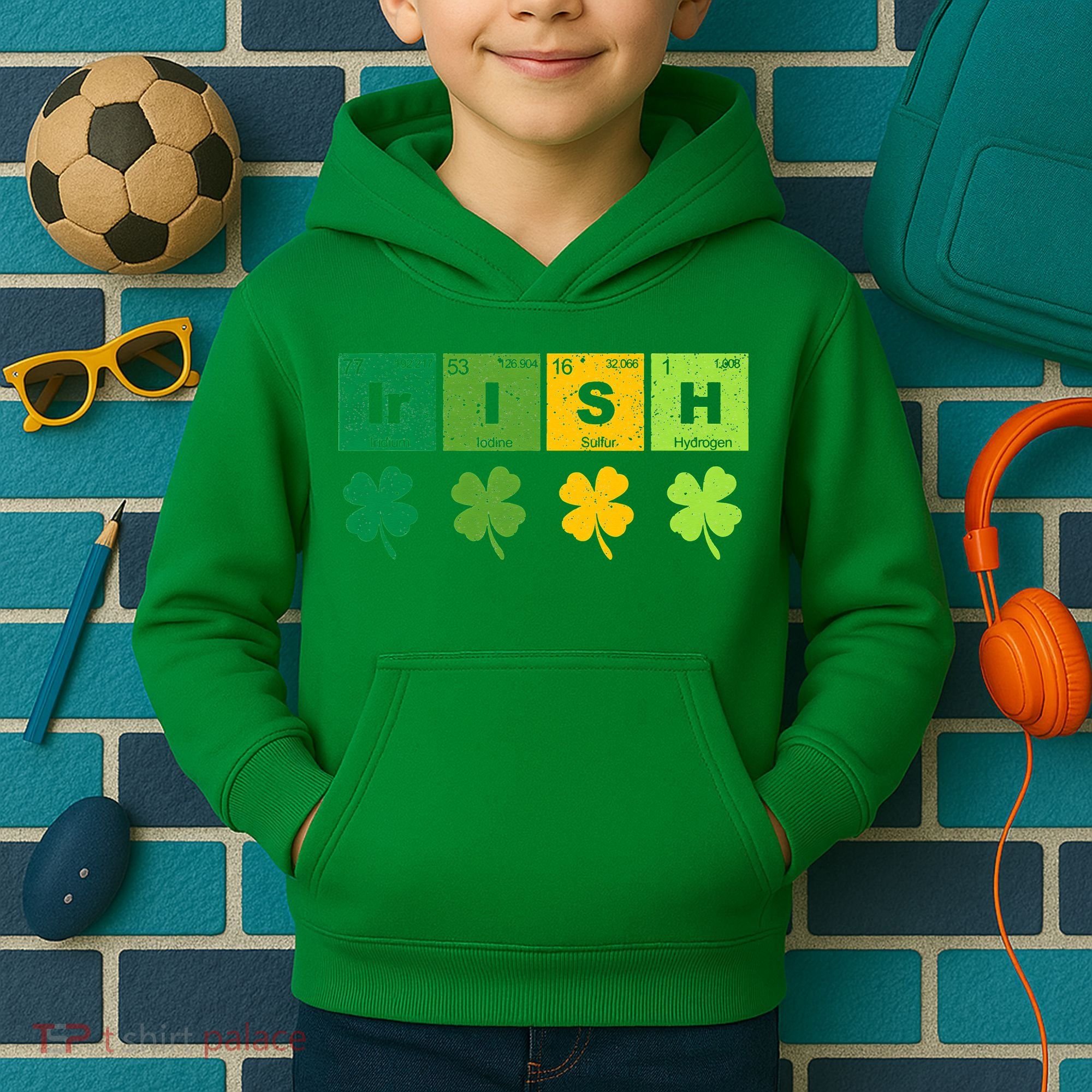 Funny St Patricks Day Science Teacher Irish Chemistry Kids Hoodie