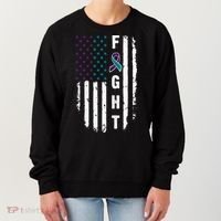 Fight Suicide Prevention Teal Purple Ribbon US Flag Women's Sweatshirt thumb 0