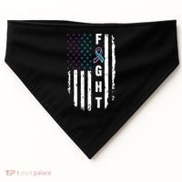 Fight Suicide Prevention Teal Purple Ribbon US Flag USA-Made Doggie Bandana thumb 0