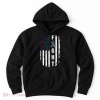 Fight Suicide Prevention Teal Purple Ribbon US Flag Hoodie thumb 0