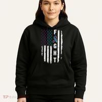 Fight Suicide Prevention Teal Purple Ribbon US Flag Hoodie thumb 5