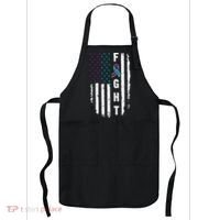Fight Suicide Prevention Teal Purple Ribbon US Flag Apron thumb 0
