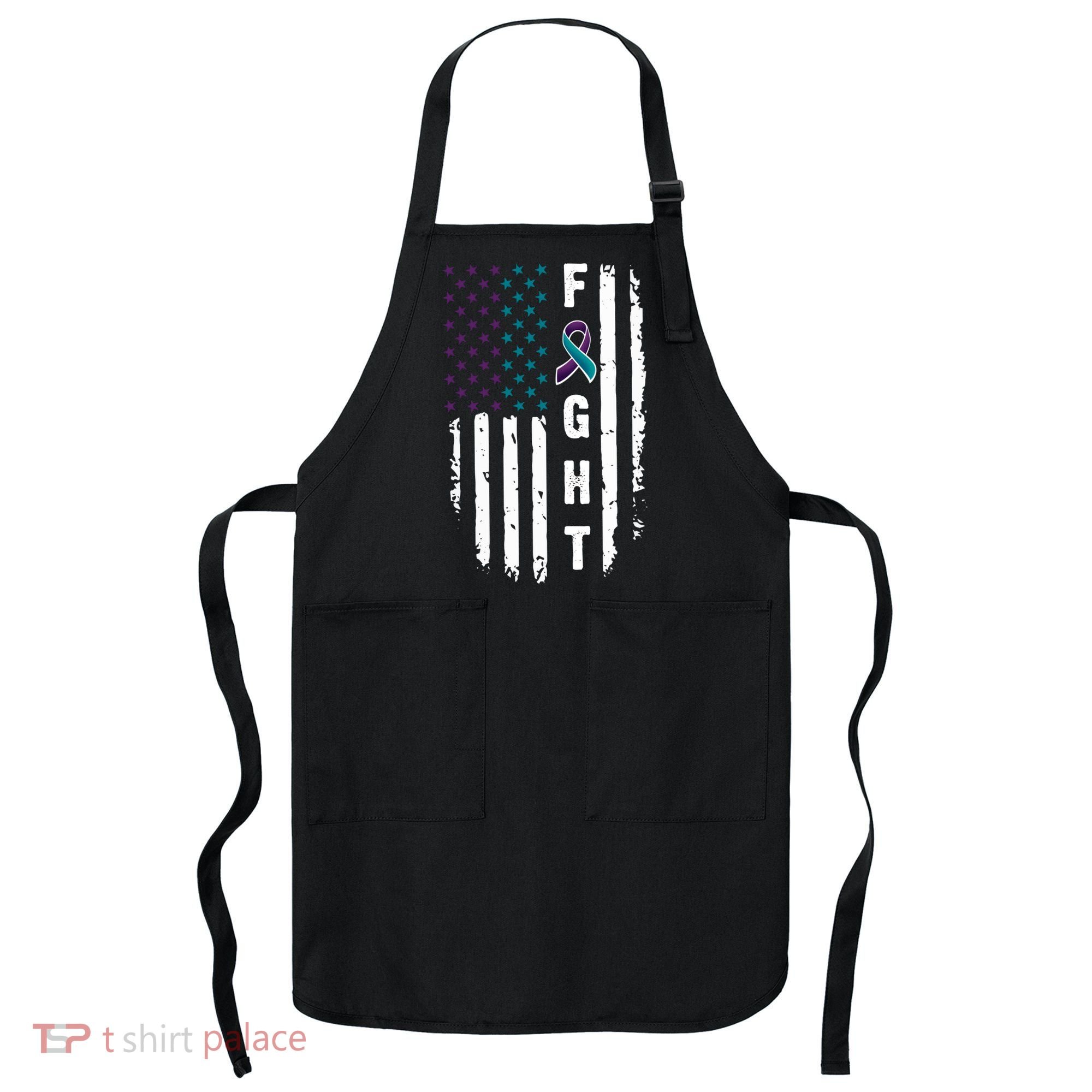 Fight Suicide Prevention Teal Purple Ribbon US Flag Apron