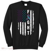 Fight Suicide Prevention Teal Purple Ribbon US Flag Sweatshirt thumb 0