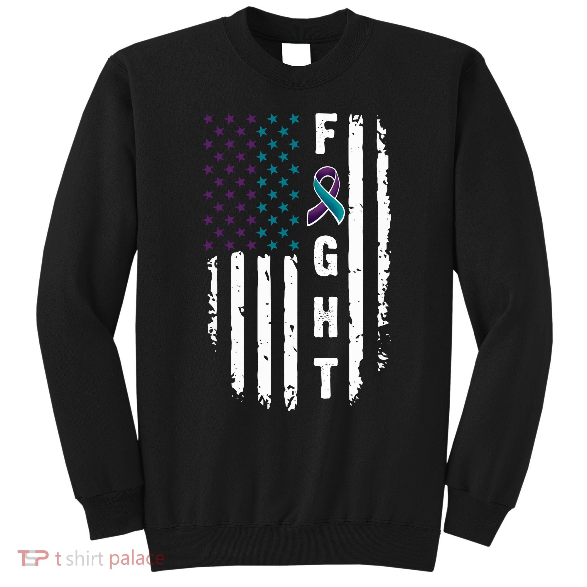 Fight Suicide Prevention Teal Purple Ribbon US Flag Sweatshirt