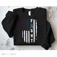 Fight Suicide Prevention Teal Purple Ribbon US Flag Sweatshirt thumb 2