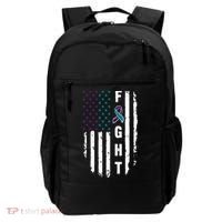 Fight Suicide Prevention Teal Purple Ribbon US Flag Backpack thumb 0