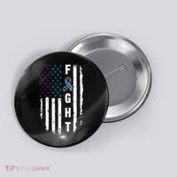 Fight Suicide Prevention Teal Purple Ribbon US Flag Button thumb 0