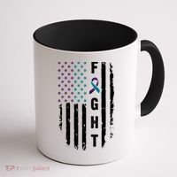 Fight Suicide Prevention Teal Purple Ribbon US Flag Coffee Mug thumb 1
