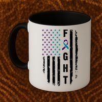 Fight Suicide Prevention Teal Purple Ribbon US Flag Coffee Mug thumb 2