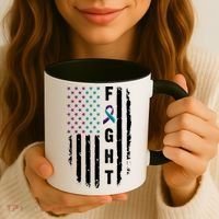 Fight Suicide Prevention Teal Purple Ribbon US Flag Coffee Mug thumb 3