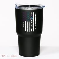 Fight Suicide Prevention Teal Purple Ribbon US Flag Tumbler thumb 0