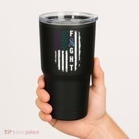 Fight Suicide Prevention Teal Purple Ribbon US Flag Tumbler thumb 2