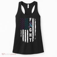 Fight Suicide Prevention Teal Purple Ribbon US Flag Women's Tank Top thumb 0
