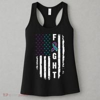 Fight Suicide Prevention Teal Purple Ribbon US Flag Women's Tank Top thumb 3