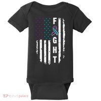 Fight Suicide Prevention Teal Purple Ribbon US Flag Baby Bodysuit thumb 0