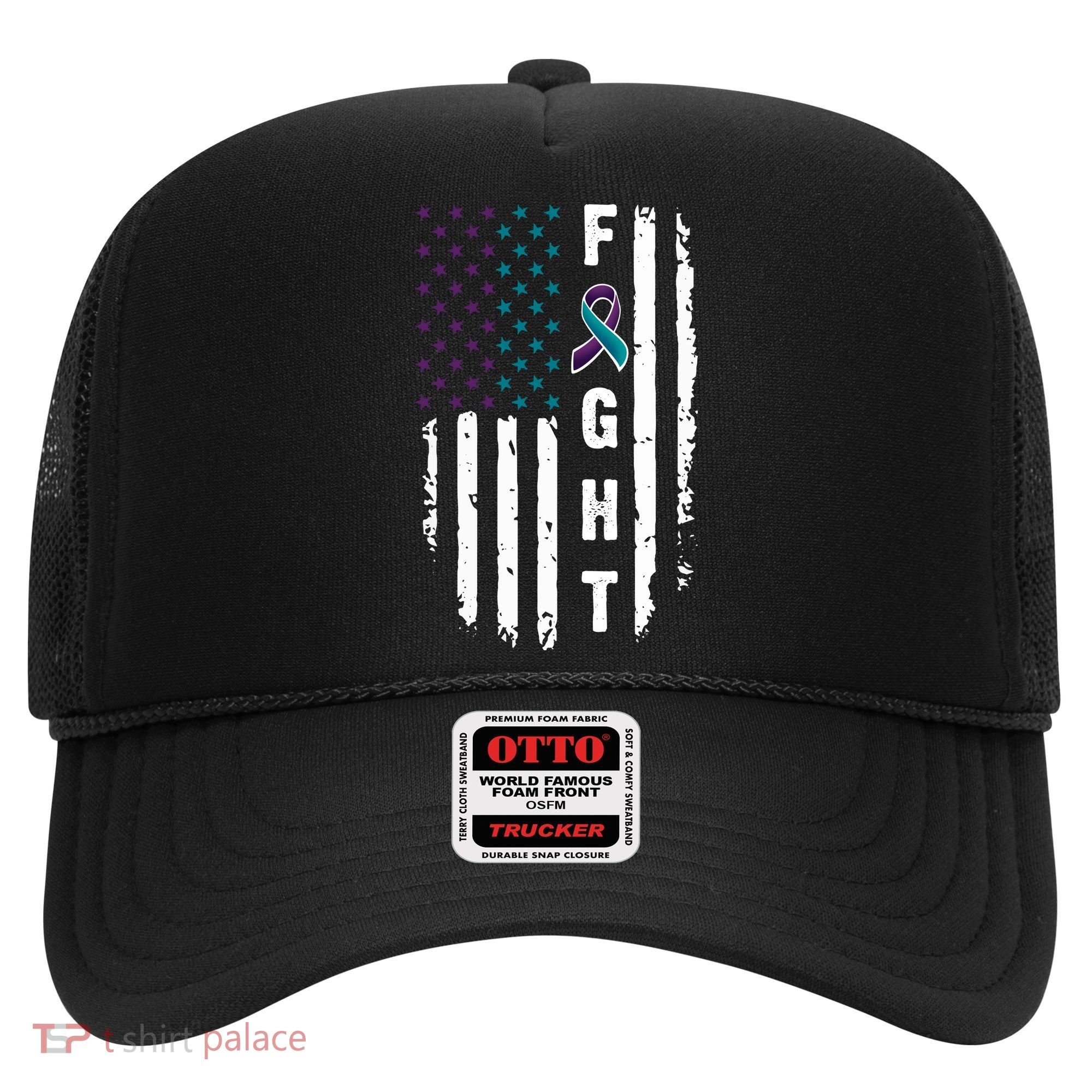 Fight Suicide Prevention Teal Purple Ribbon US Flag Hat