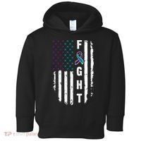Fight Suicide Prevention Teal Purple Ribbon US Flag Toddler Hoodie thumb 0