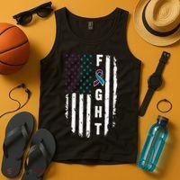 Fight Suicide Prevention Teal Purple Ribbon US Flag Tank Top thumb 4