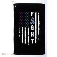 Fight Suicide Prevention Teal Purple Ribbon US Flag Golf Towel thumb 0