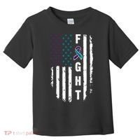 Fight Suicide Prevention Teal Purple Ribbon US Flag Toddler T-Shirt thumb 0