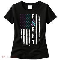 Fight Suicide Prevention Teal Purple Ribbon US Flag Women's T-Shirt thumb 0