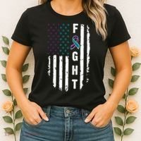 Fight Suicide Prevention Teal Purple Ribbon US Flag Women's T-Shirt thumb 2