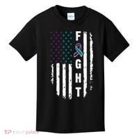 Fight Suicide Prevention Teal Purple Ribbon US Flag Kids T-Shirt thumb 0