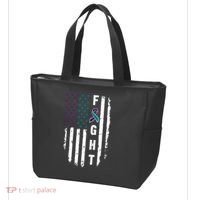 Fight Suicide Prevention Teal Purple Ribbon US Flag Tote Bag thumb 3