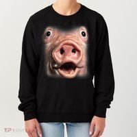 Funny Surprised Pig Face Meme Big Troll Hog Piggy Face Women's Sweatshirt thumb 0