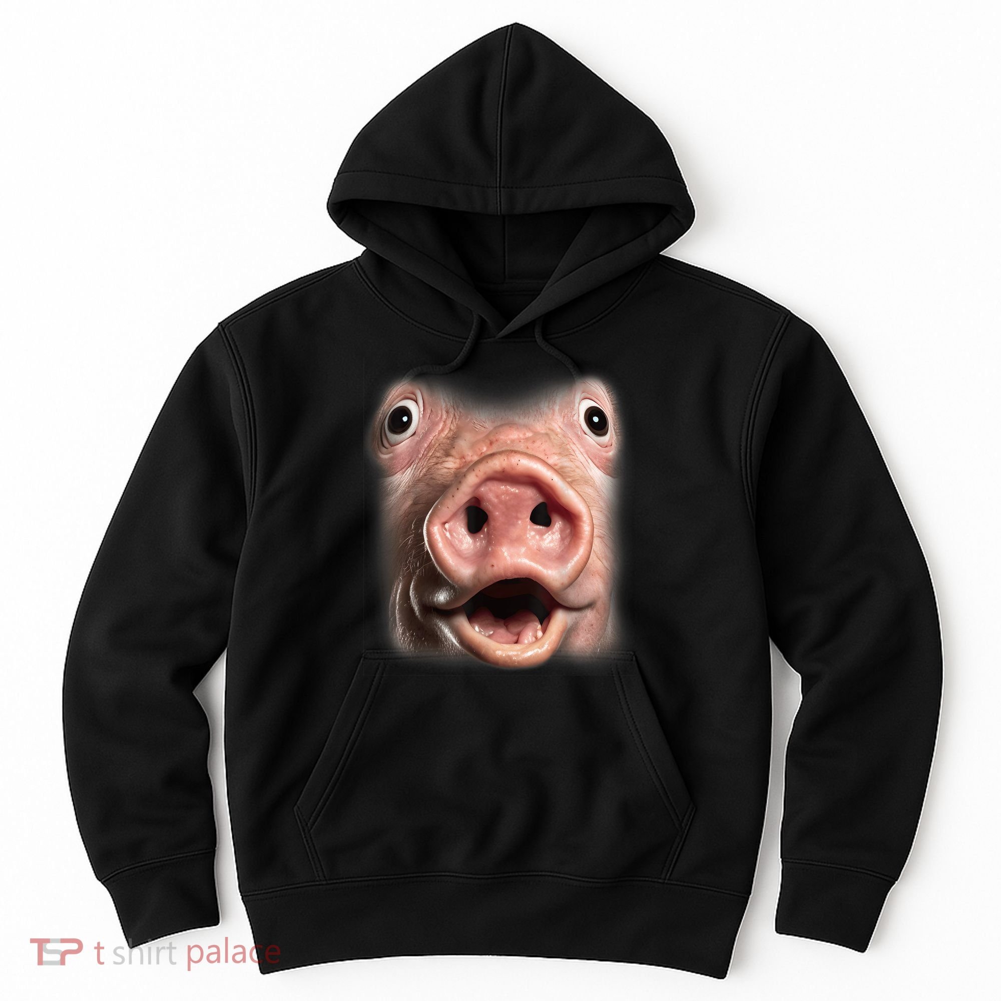 Funny Surprised Pig Face Meme Big Troll Hog Piggy Face Hoodie
