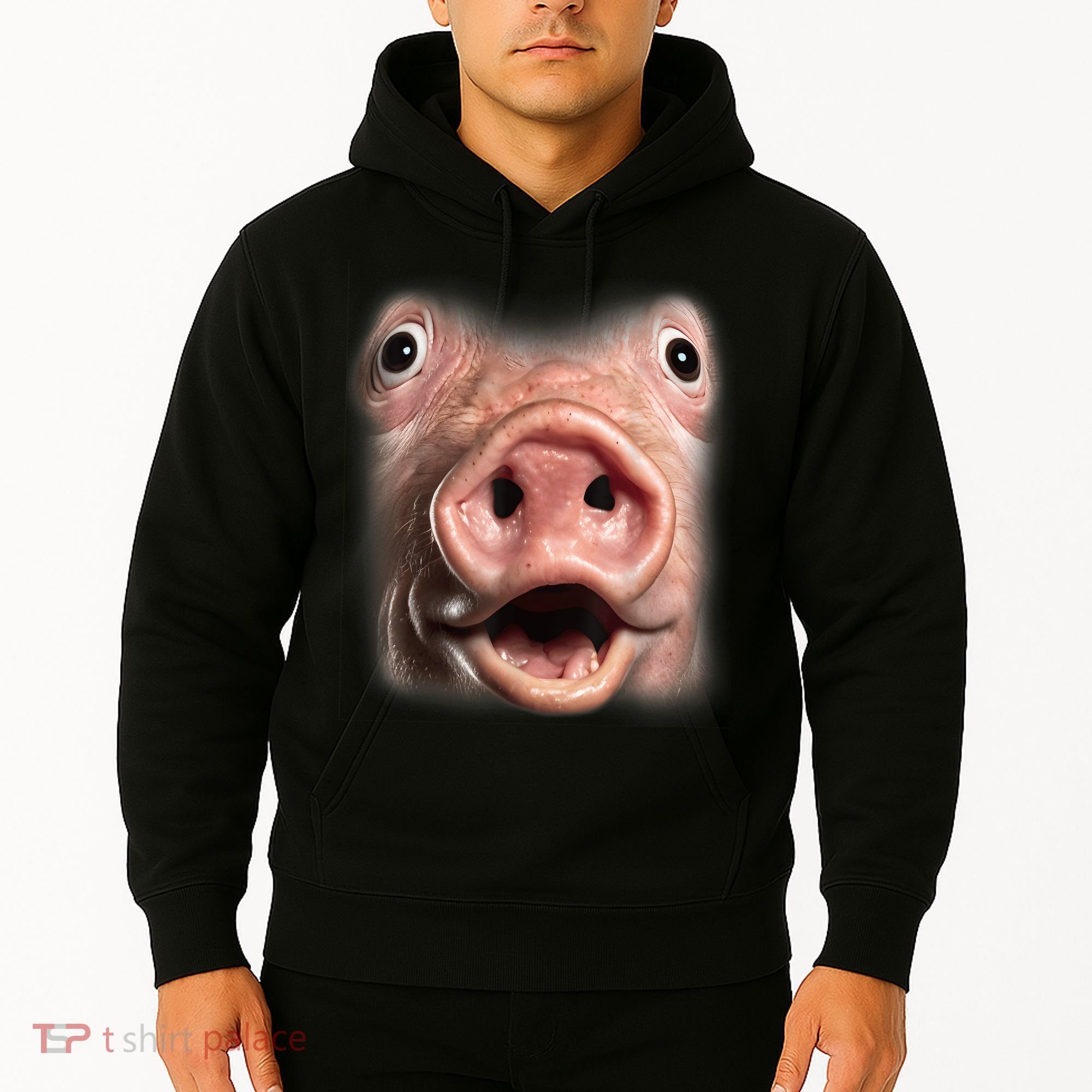 Funny Surprised Pig Face Meme Big Troll Hog Piggy Face Hoodie